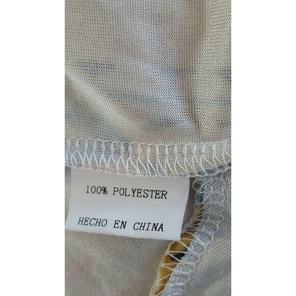 Women's Size Large Top Velour Aztec Yellow Tunic Roll Tab Sleeve Band Collar - Picture 8 of 8